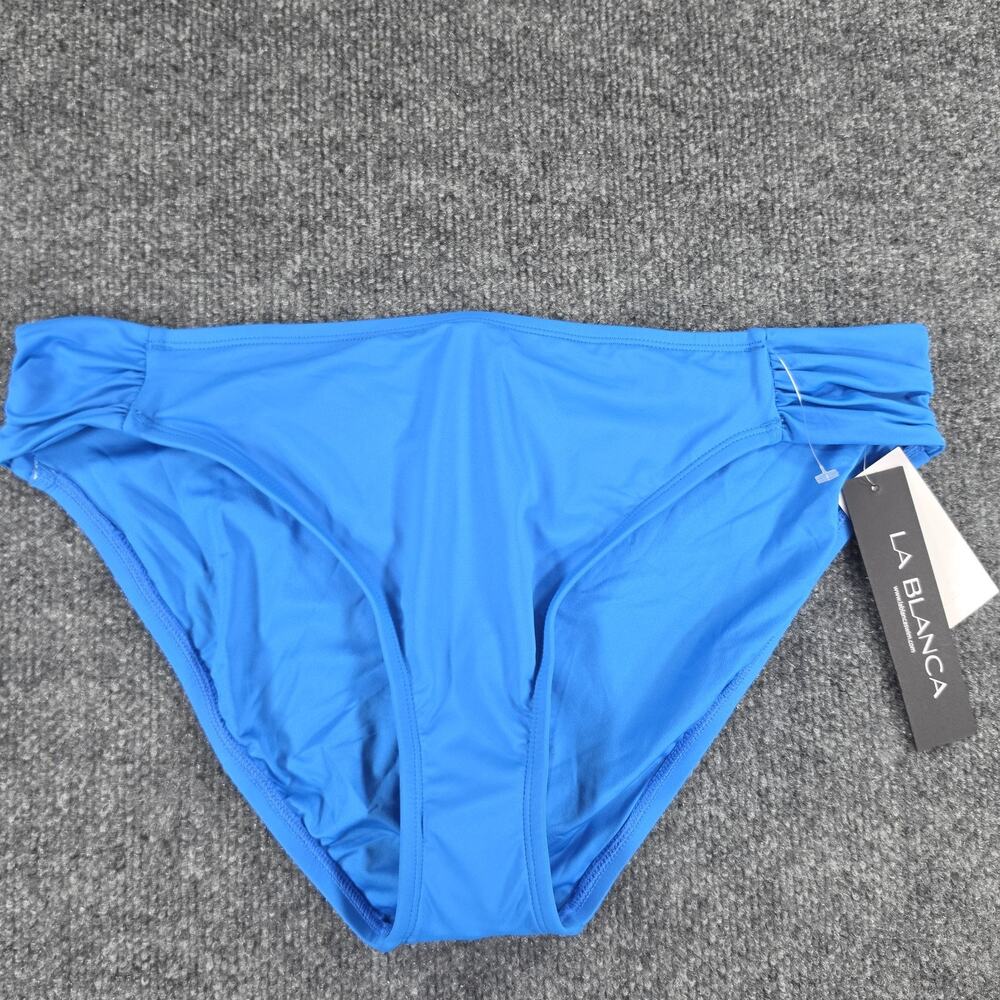 La Blanca Women's Size 16 Blue Ruched Side Hipster Bikini Bottom Swimwear